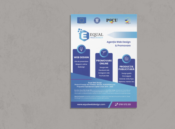 Ombre watercolor poster mockup psd on the wall afiș equal web design