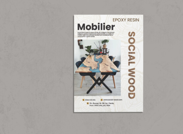 Ombre watercolor poster mockup psd on the wall flyer social wood