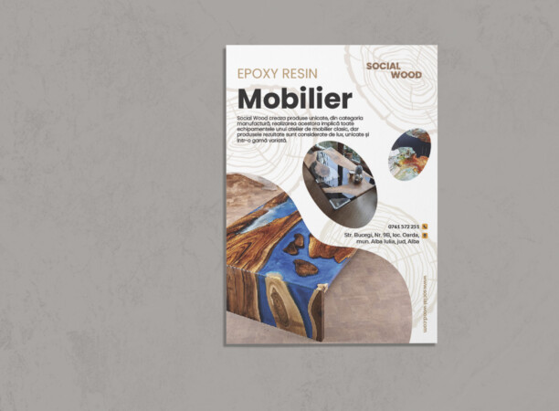 Ombre watercolor poster mockup psd on the wall flyer social wood