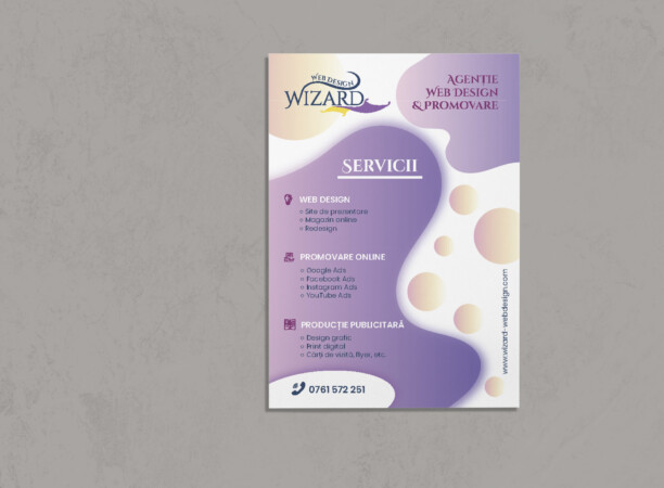 Ombre watercolor poster mockup psd on the wall flyer wizard web design